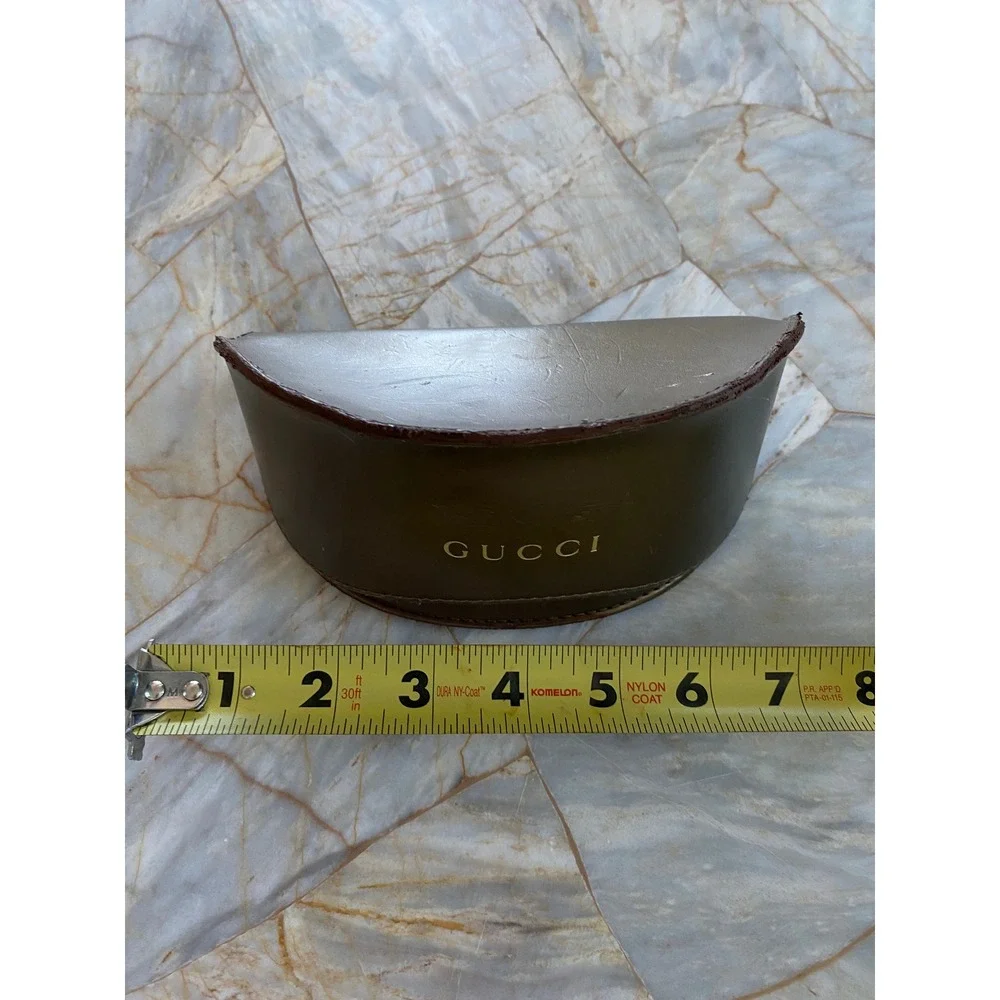 Gucci Hard Shell Sunglasses Case Olive Green Metallic GG Monogram Interior